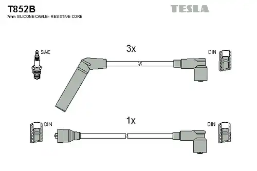 комплект запалителеи кабели TESLA T852B