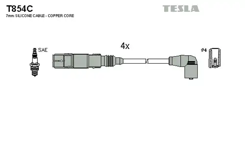 комплект запалителеи кабели TESLA T854C