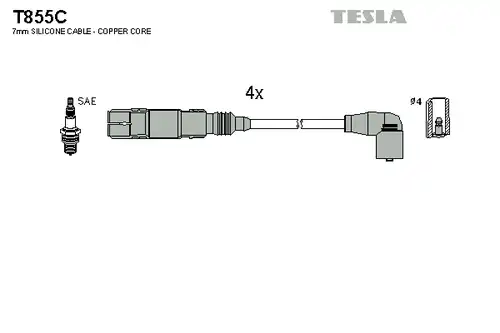 комплект запалителеи кабели TESLA T855C