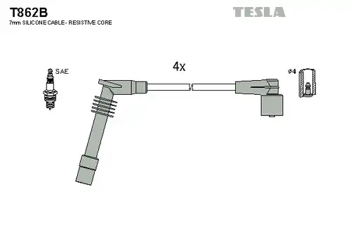 комплект запалителеи кабели TESLA T862B