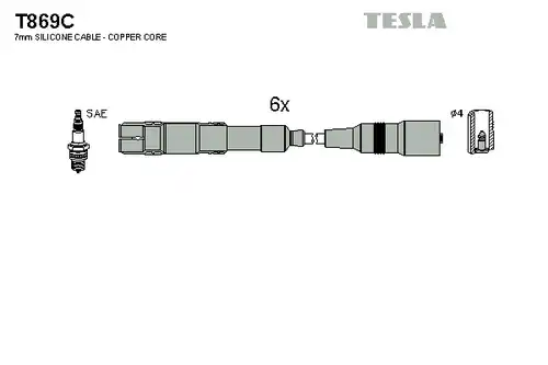 комплект запалителеи кабели TESLA T869C