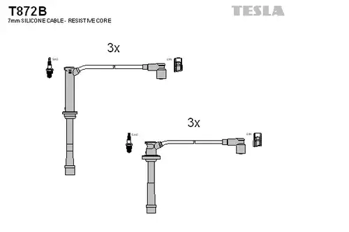 комплект запалителеи кабели TESLA T872B