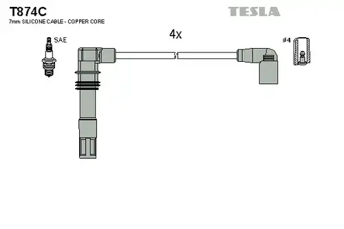 комплект запалителеи кабели TESLA T874C