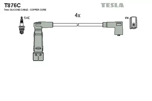 комплект запалителеи кабели TESLA T876C