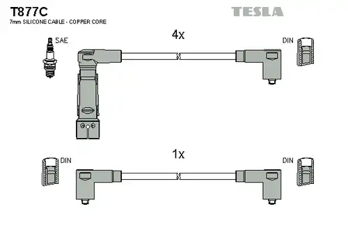 комплект запалителеи кабели TESLA T877C