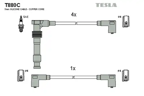 комплект запалителеи кабели TESLA T880C