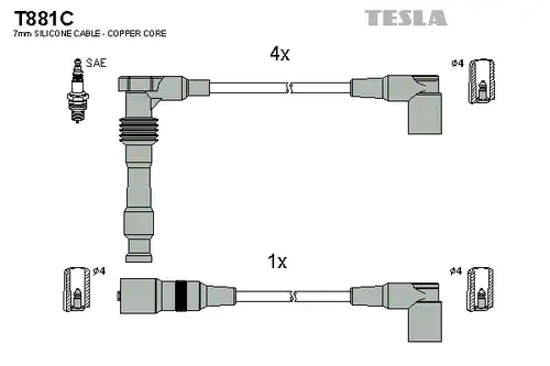 комплект запалителеи кабели TESLA T881C