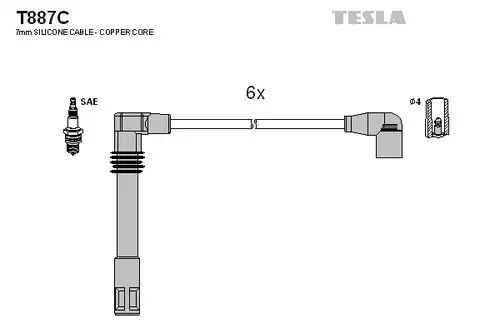 комплект запалителеи кабели TESLA T887C