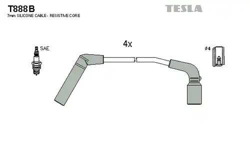 комплект запалителеи кабели TESLA T888B