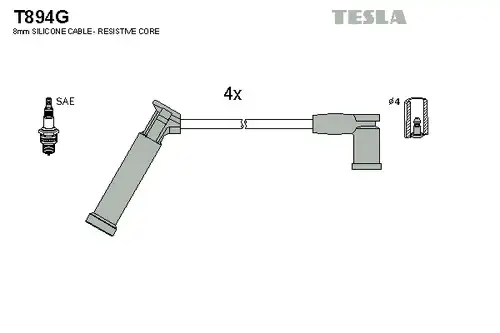 комплект запалителеи кабели TESLA T894G