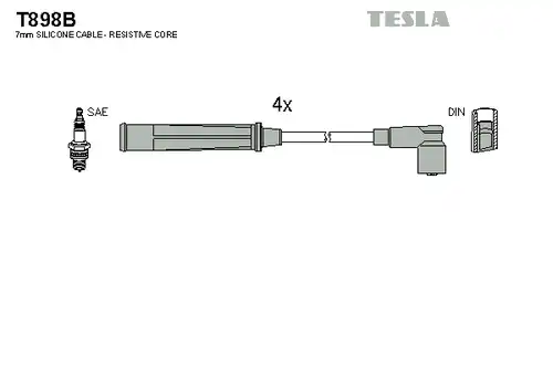 комплект запалителеи кабели TESLA T898B