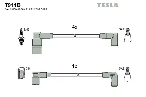 комплект запалителеи кабели TESLA T914B