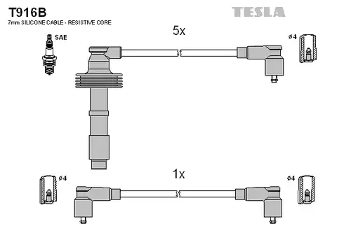 комплект запалителеи кабели TESLA T916B