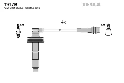 комплект запалителеи кабели TESLA T917B