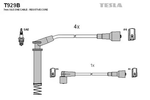 комплект запалителеи кабели TESLA T929B