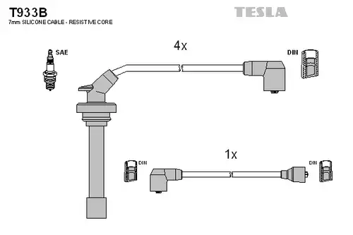 комплект запалителеи кабели TESLA T933B