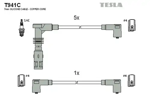 комплект запалителеи кабели TESLA T941C