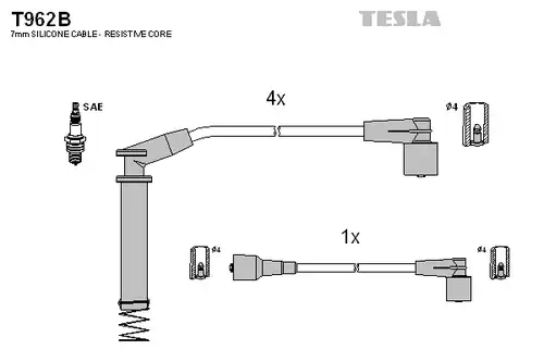 комплект запалителеи кабели TESLA T962B