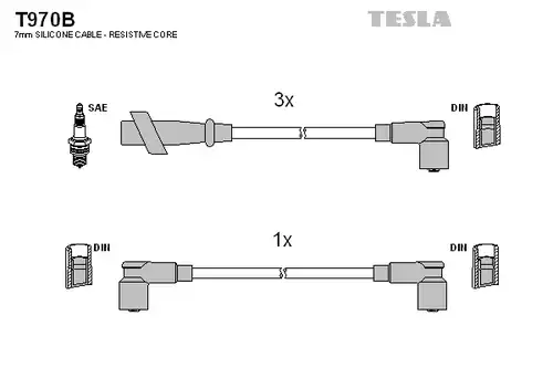 комплект запалителеи кабели TESLA T970B