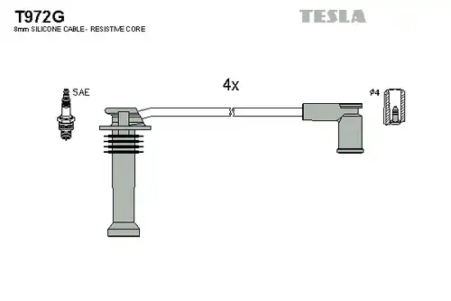 комплект запалителеи кабели TESLA T972G