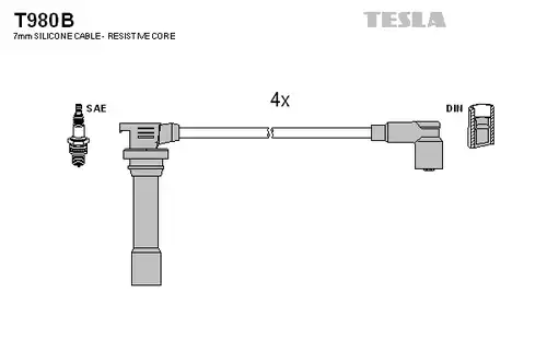 комплект запалителеи кабели TESLA T980B