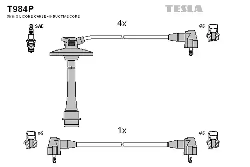 комплект запалителеи кабели TESLA T984P