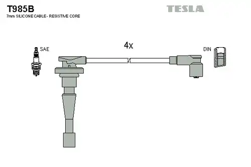 комплект запалителеи кабели TESLA T985B