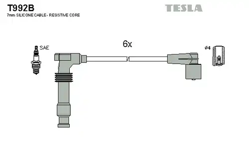 комплект запалителеи кабели TESLA T992B