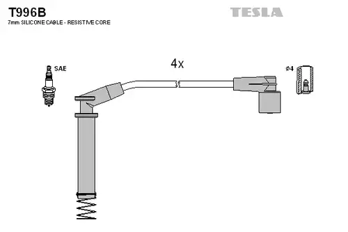 комплект запалителеи кабели TESLA T996B