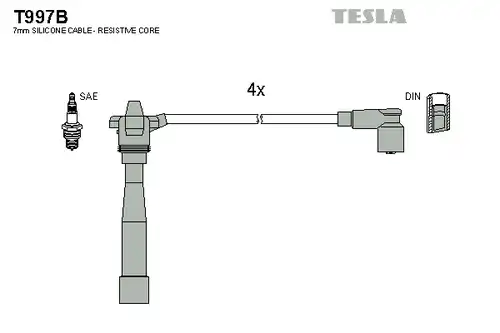 комплект запалителеи кабели TESLA T997B