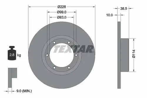 спирачен диск TEXTAR 92009200