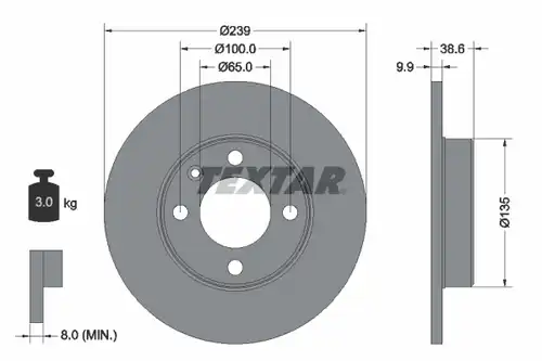 спирачен диск TEXTAR 92009300