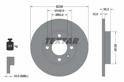 спирачен диск TEXTAR 92010603