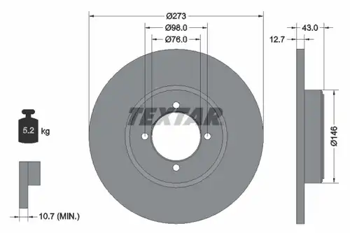 спирачен диск TEXTAR 92011400