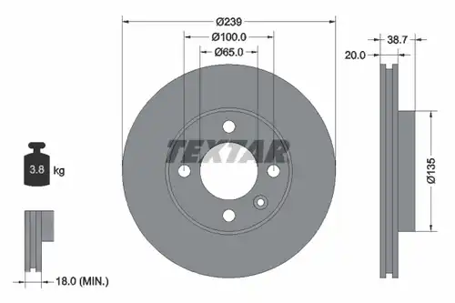 спирачен диск TEXTAR 92012100