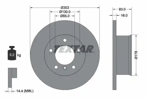 спирачен диск TEXTAR 92020300