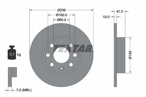 спирачен диск TEXTAR 92020800