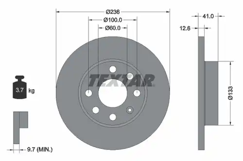 спирачен диск TEXTAR 92020900