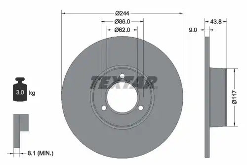 спирачен диск TEXTAR 92022100