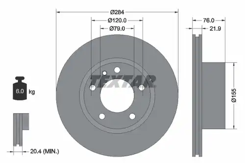 спирачен диск TEXTAR 92022300