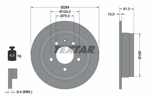 спирачен диск TEXTAR 92022400