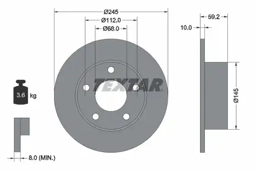 спирачен диск TEXTAR 92022800