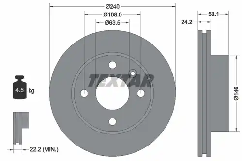 спирачен диск TEXTAR 92022900