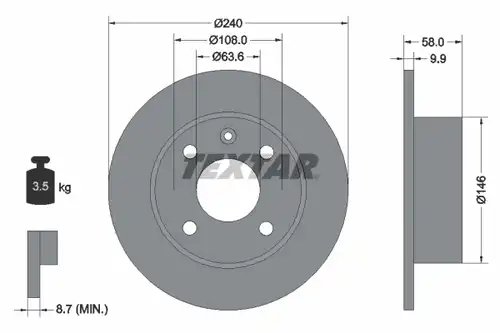 спирачен диск TEXTAR 92023000