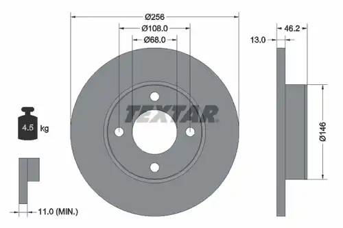 спирачен диск TEXTAR 92025900