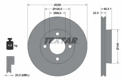 спирачен диск TEXTAR 92026000