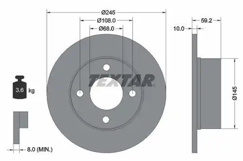 спирачен диск TEXTAR 92026100