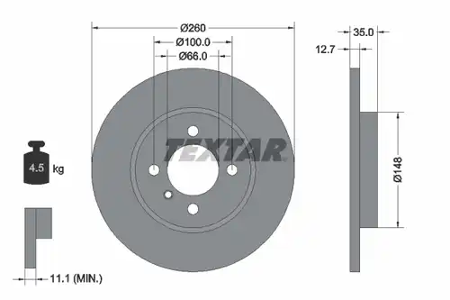 спирачен диск TEXTAR 92026400