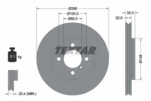 спирачен диск TEXTAR 92026500