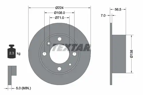 спирачен диск TEXTAR 92026900